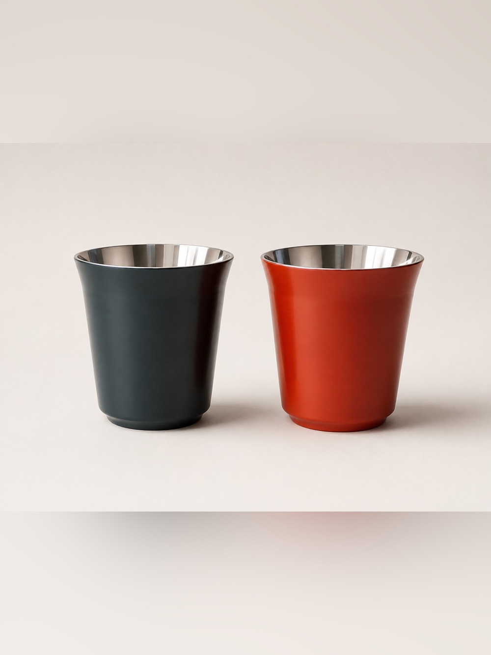 Nespresso Double-Wall Mugs in Charcoal and Terracotta Red